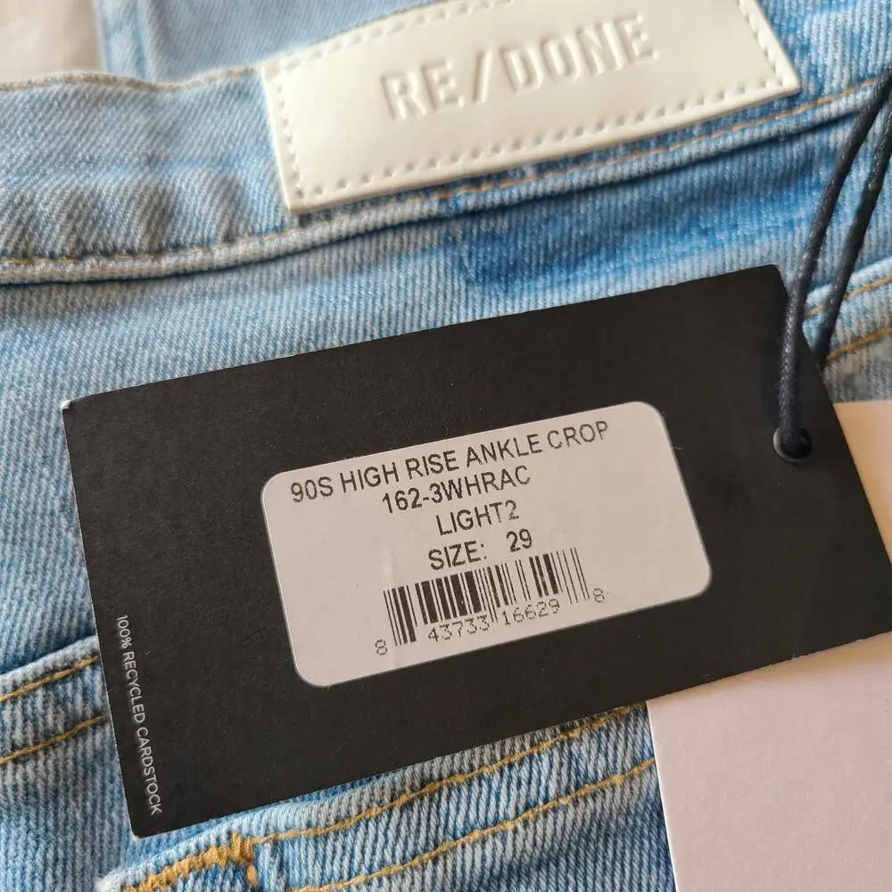 Re/Done Levi's Jean 90's High Rise Ankle Crop Skinny Y2K 29 NWT Anthropologie - Picture 3 of 5